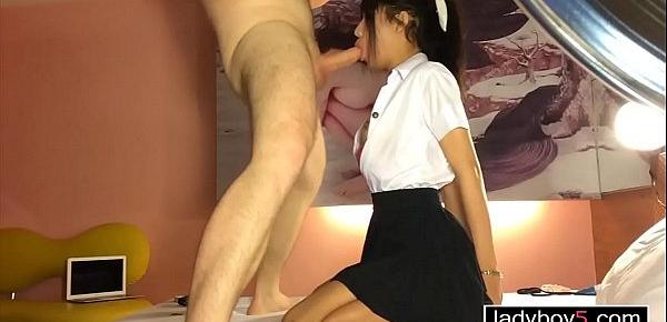  Young ladyboy with a medical mask fucked in the ass